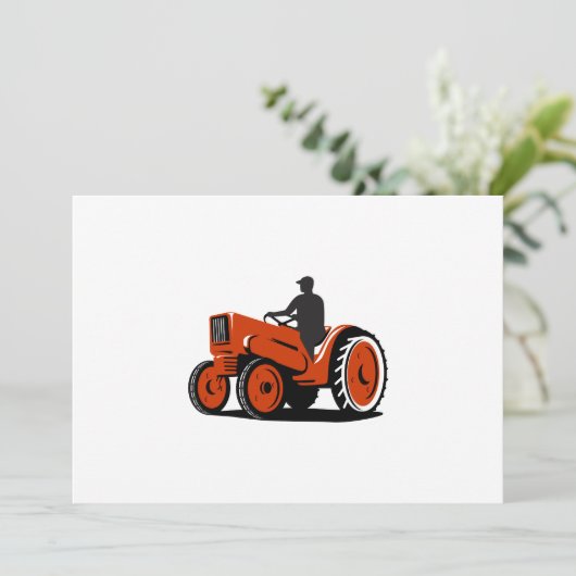 Farmer Driving Vintage Tractor Retro (Standing Front)
