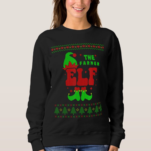 Farmer Elf Family Matching Ugly Sweater Christmas  (Front)