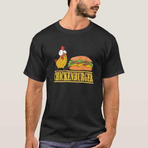 Farmer Farm Chicken Funny Fast Food Chicken Burger T_Shirt
