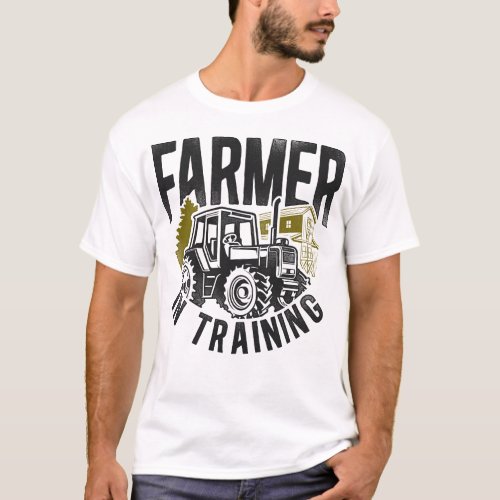Farmer Farm Farmer In Training Tractor Vintage T_Shirt