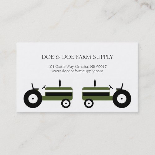 Farmer Farm Supply Agriculture Green Tractor Business Card