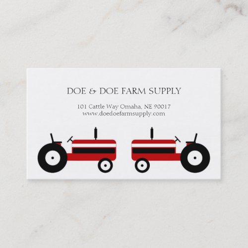 Farmer Farm Supply Agriculture Red Tractor Business Card