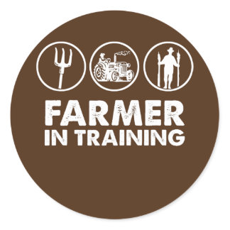 Farmer Farm Tractor Farming Agriculture Farmer In Classic Round Sticker