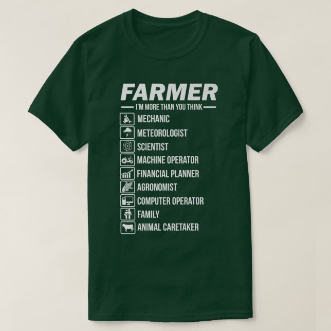 Farmer Farming Organic Farm Tractor  T-Shirt (Design Front)