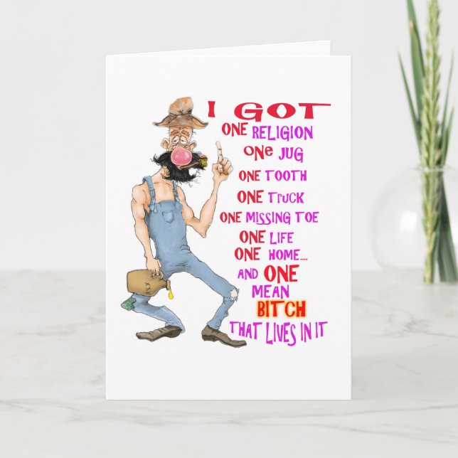 Farmer funny cartoon holiday card (Front)