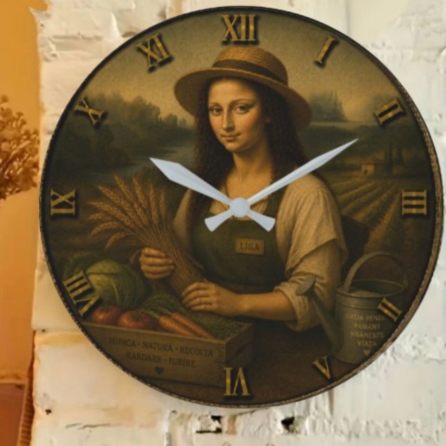 Farmer Funny Mona Lisa Farming Gift Large Clock (Creator Uploaded)