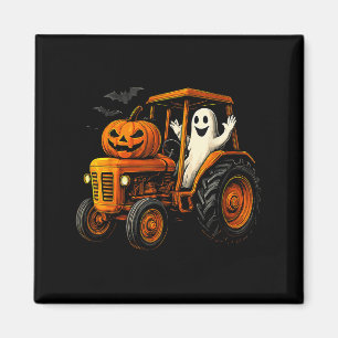 Farmer Ghost Tractor Pumpkin Soky Season Halloween Magnet