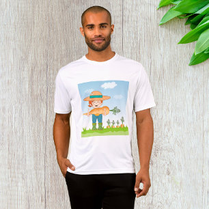 Farmer Girl with Giant Carrot Gardening T-Shirt