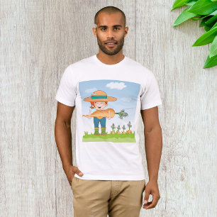 Farmer Girl with Giant Carrot Gardening T-Shirt