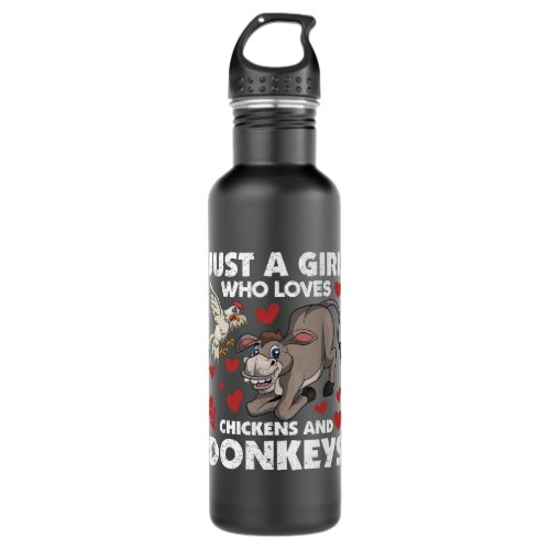 Farmer Girls Women Farm Animal Lover Funny Donkey  Stainless Steel Water Bottle