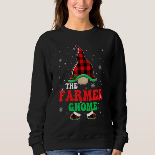 Farmer Gnome Buffalo Plaid Matching Family Christm Sweatshirt
