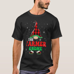 Farmer Gnome Buffalo Plaid Matching Family Christm T-Shirt