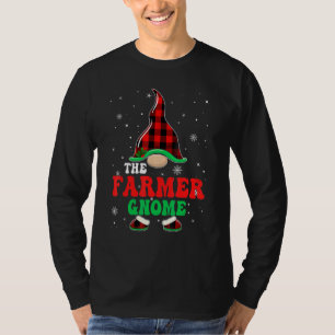 Farmer Gnome Buffalo Plaid Matching Family Christm T-Shirt