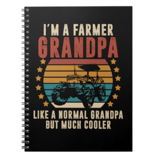 Farmer Grandpa Retro Tractor Granddad Farm Notebook
