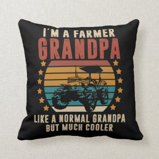 Farmer Grandpa Retro Tractor Granddad Farm Throw Pillow