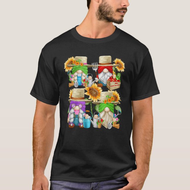 Farmer Graphic For Sunflower Mom And Summer Garden T-Shirt (Front)