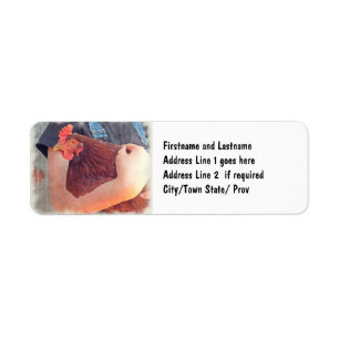 Farmer Hugging Chicken Painted Style Label