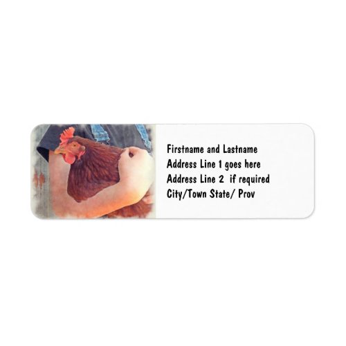 Farmer Hugging Chicken Painted Style Label