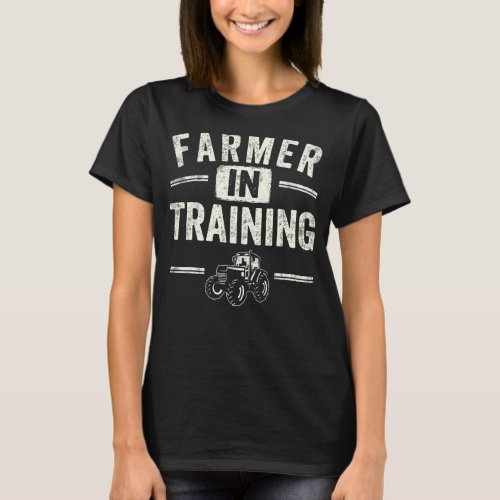Farmer In Training Farming Retro Tractor Farmer T_Shirt