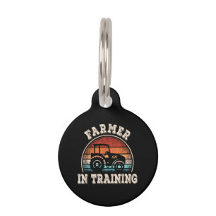 Farmer in Training Tractor Funny Farming Boys Girl Pet ID Tag