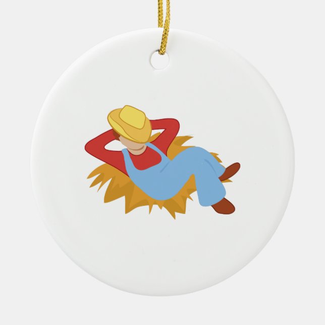 Farmer Man Ceramic Ornament (Front)