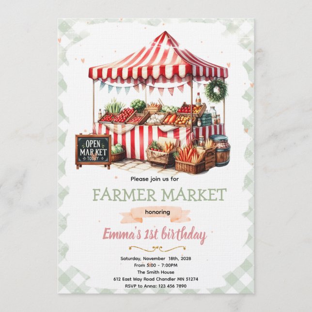 Farmer market birthday invitation (Front)
