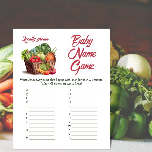 Farmer Market Locally Grown Baby Shower Name Game