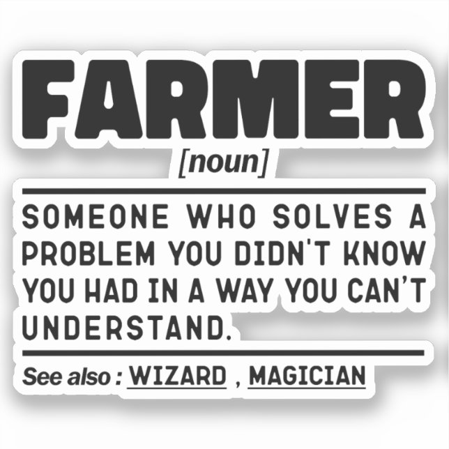 Farmer Noun Definition Cool Farming Lover Matching Sticker (Front)