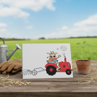 Farmer On A Tractor Greeting Cards