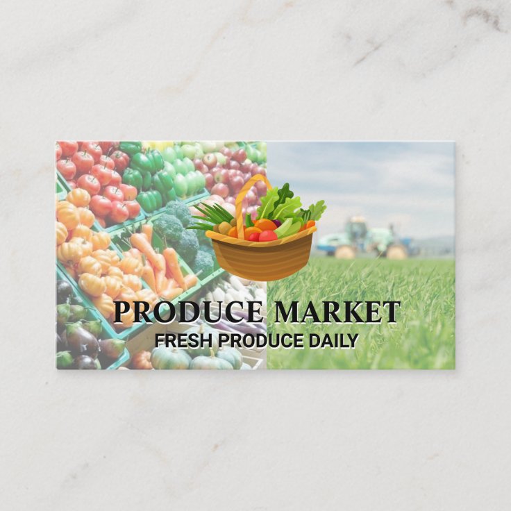 Farmer on Tractor Grocery Store Produce Stand Business Card Zazzle