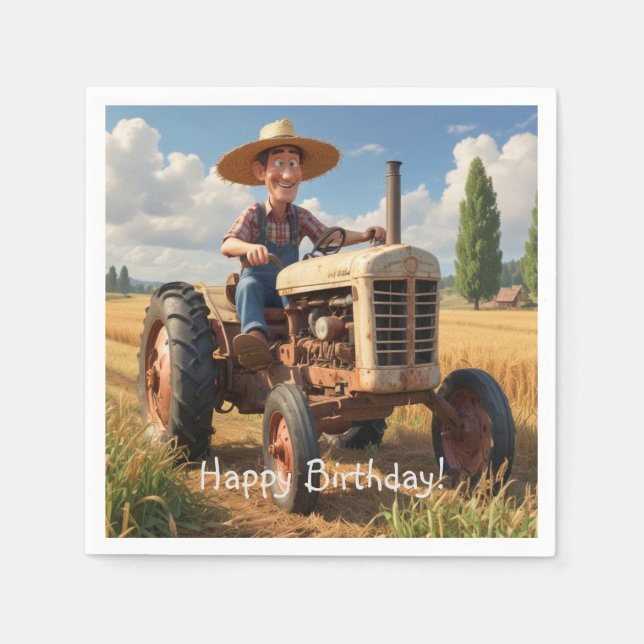 Farmer On Tractor Napkins (Front)