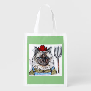 Farmer Oscar shops for catnip Reusable Grocery Bag