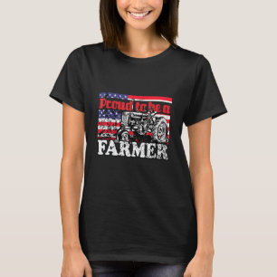 Farmer Patriot American Flag Tractor T-Shirt