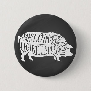 farmer pig pork butcher meat cuts art small holder button