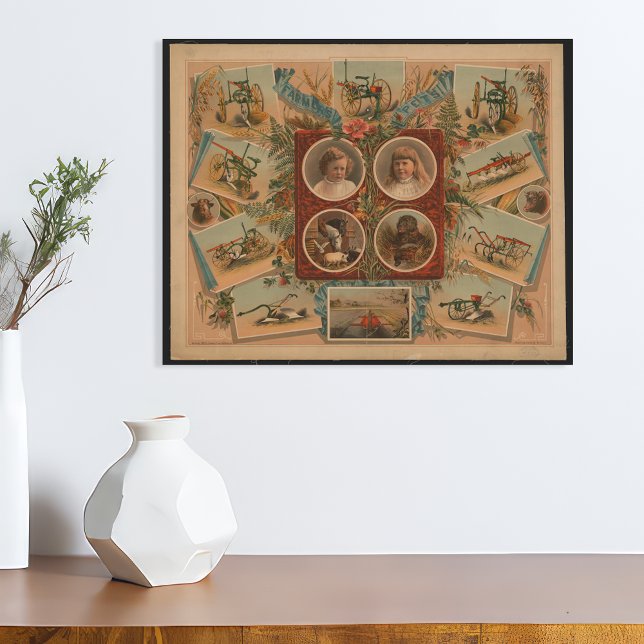 Farmer Plowing Tools Ephemera Poster (Creator Uploaded)