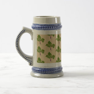 Farmer Radish Turnips Plants Gardening Pattern   Beer Stein