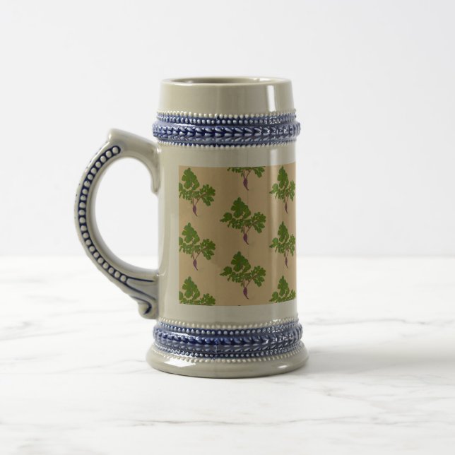 Farmer Radish Turnips Plants Gardening Pattern   Beer Stein (Left)