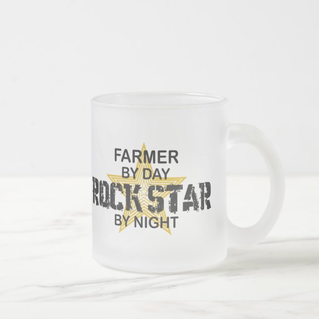 Farmer Rock Star by Night Frosted Glass Coffee Mug (Right)