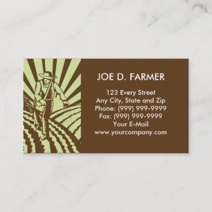 farmer  sowing seeds plowed field business card