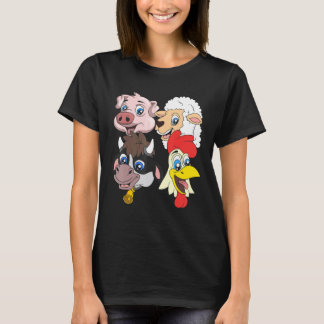 Farmer Squad Cute Pig Sheep Cow Chicken Kids Anima T-Shirt