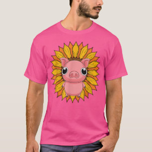 Farmer Sunflower Piglet Farm Animal Farming Cute P T-Shirt