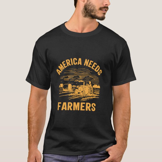 farmer tee tractor tee for men patriotic USA Ameri (Front)