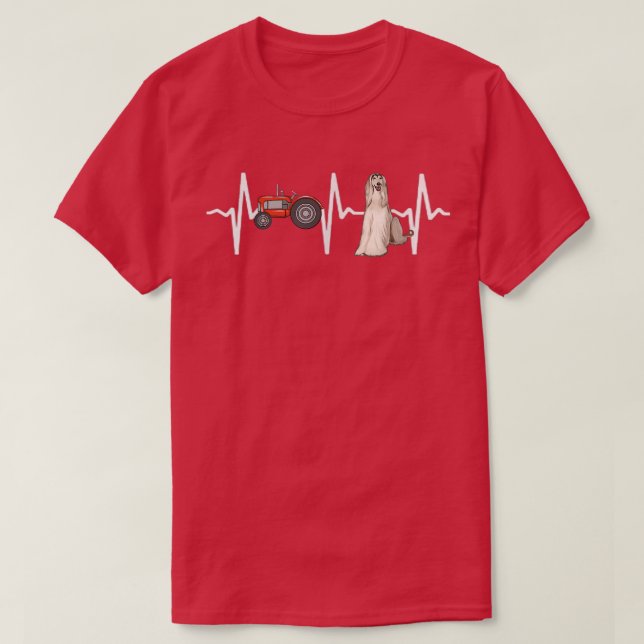 Farmer Tractor Afghan Hound Heartbeat Dog Lover  T-Shirt (Design Front)
