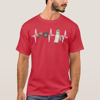 Farmer Tractor Afghan Hound Heartbeat Dog Lover  T-Shirt