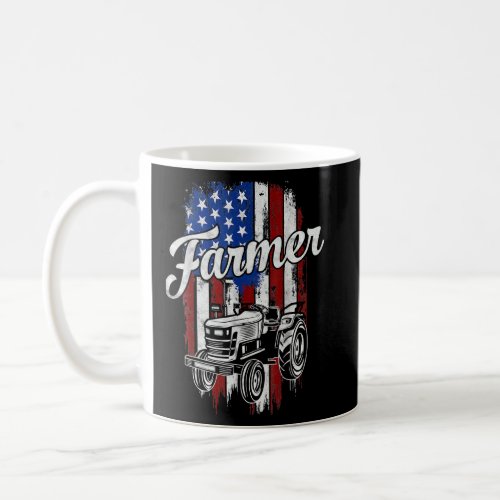 Farmer Tractor American Flag Farming Patriotic Far Coffee Mug