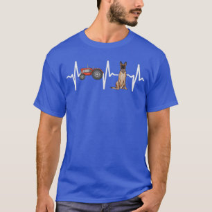 Farmer Tractor Belgian Malinoi Heartbeat Dog Lover T-Shirt