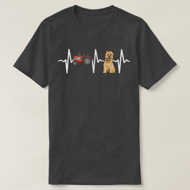 Farmer Tractor Cairn Terrier Heartbeat Dog Lover  T-Shirt (Design Front)