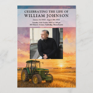 Farmer Tractor Funeral Order Of Service Photo Program