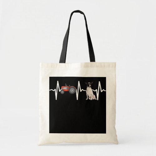 Farmer Tractor Rat Terrier Heartbeat Dog Lover  Tote Bag