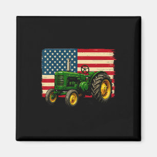 Farmer Tractor Usa Flag 4th Of July Magnet